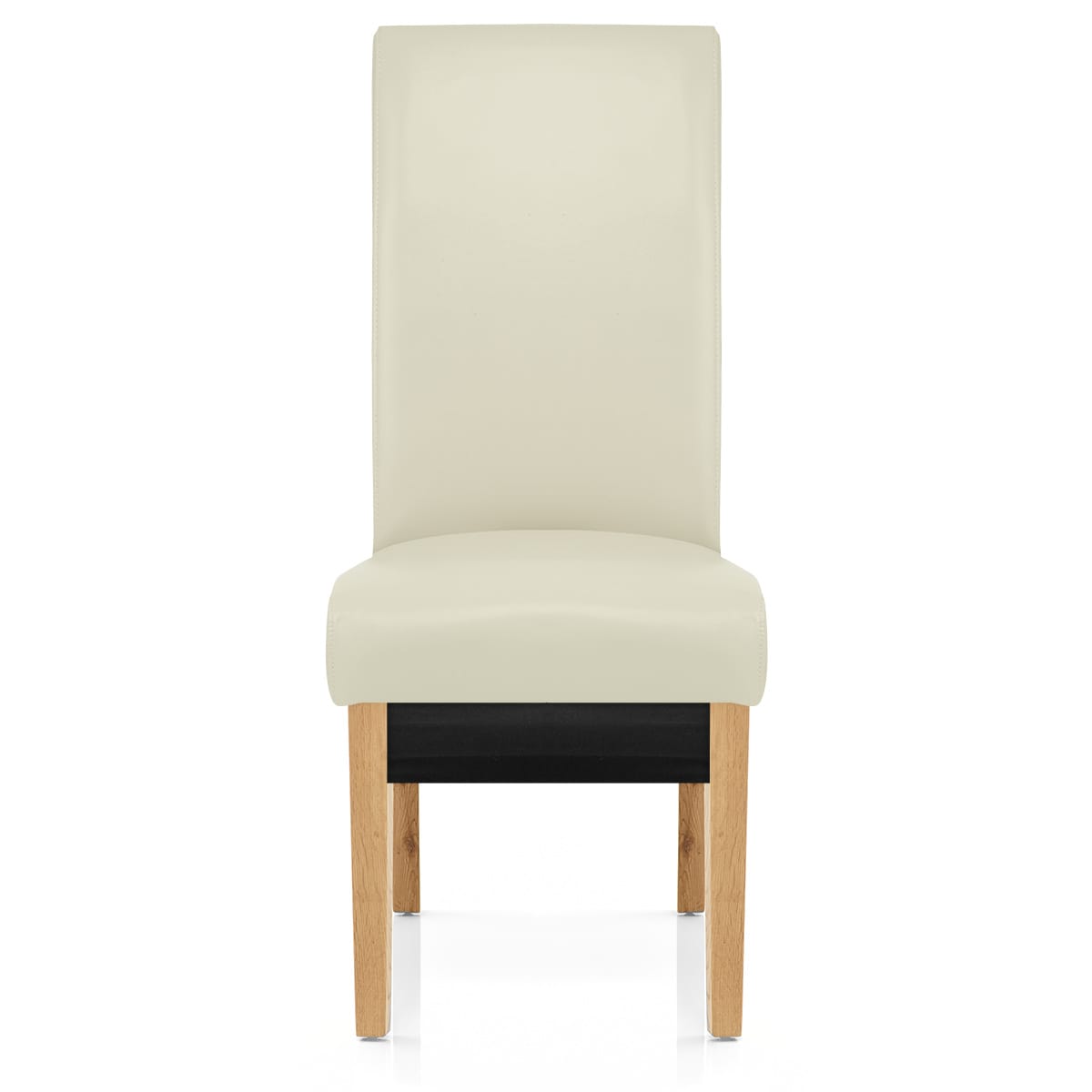 Silla Cuero Regenerado Madera - Carlo Roble Crema