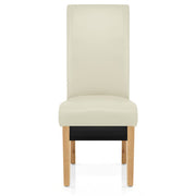 Silla Cuero Regenerado Madera - Carlo Roble Crema