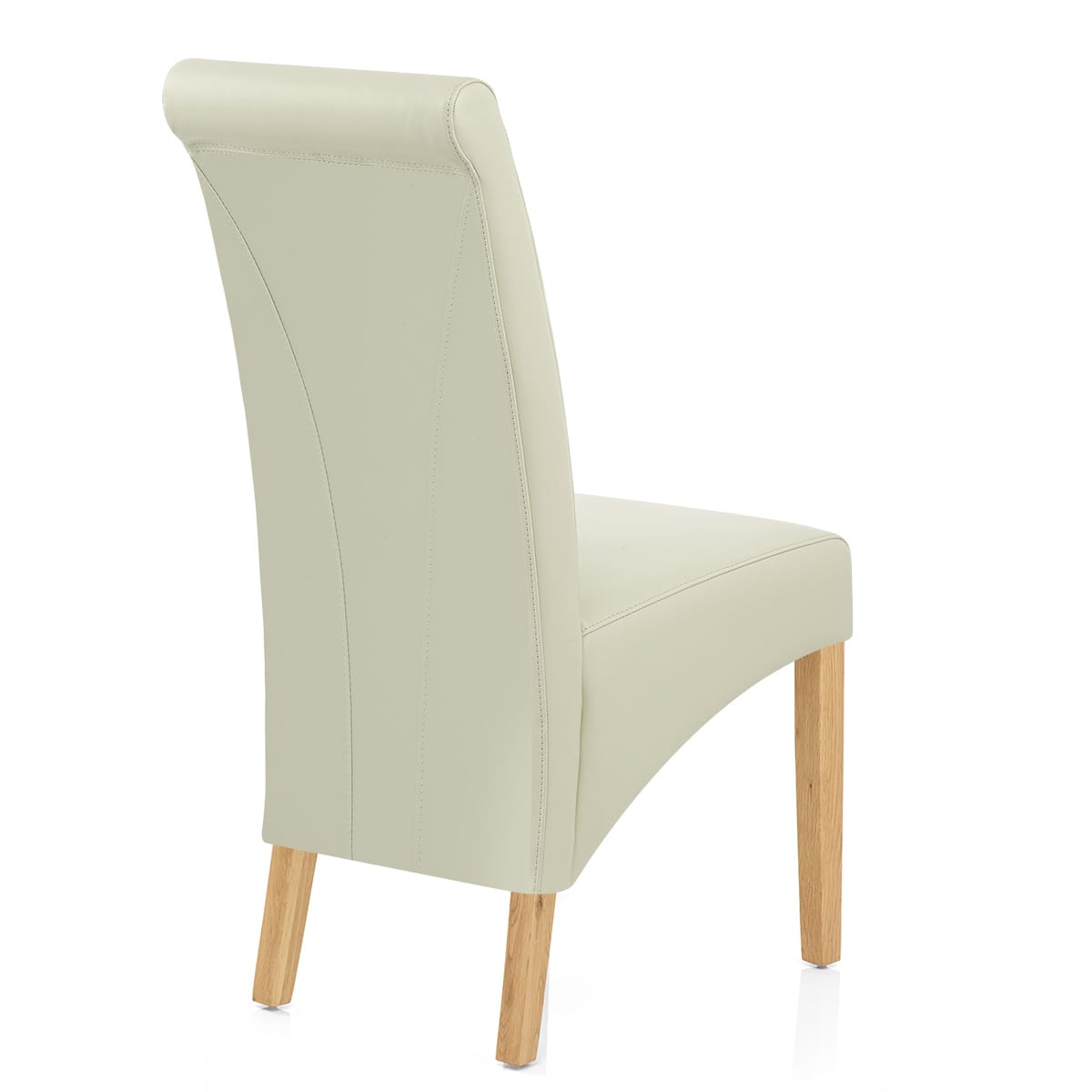 Silla Cuero Regenerado Madera - Carlo Roble Crema