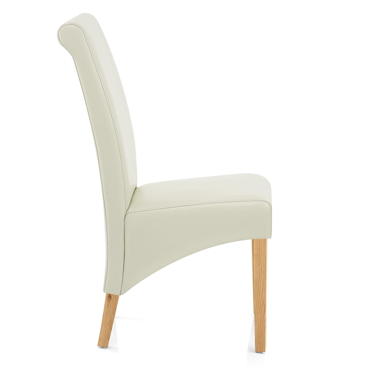 Silla Cuero Regenerado Madera - Carlo Roble Crema