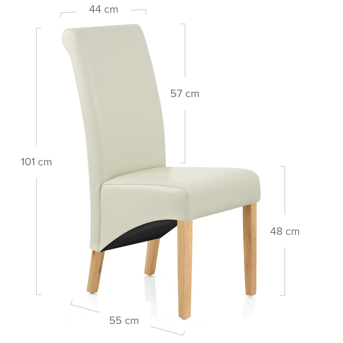 Silla Cuero Regenerado Madera - Carlo Roble Crema