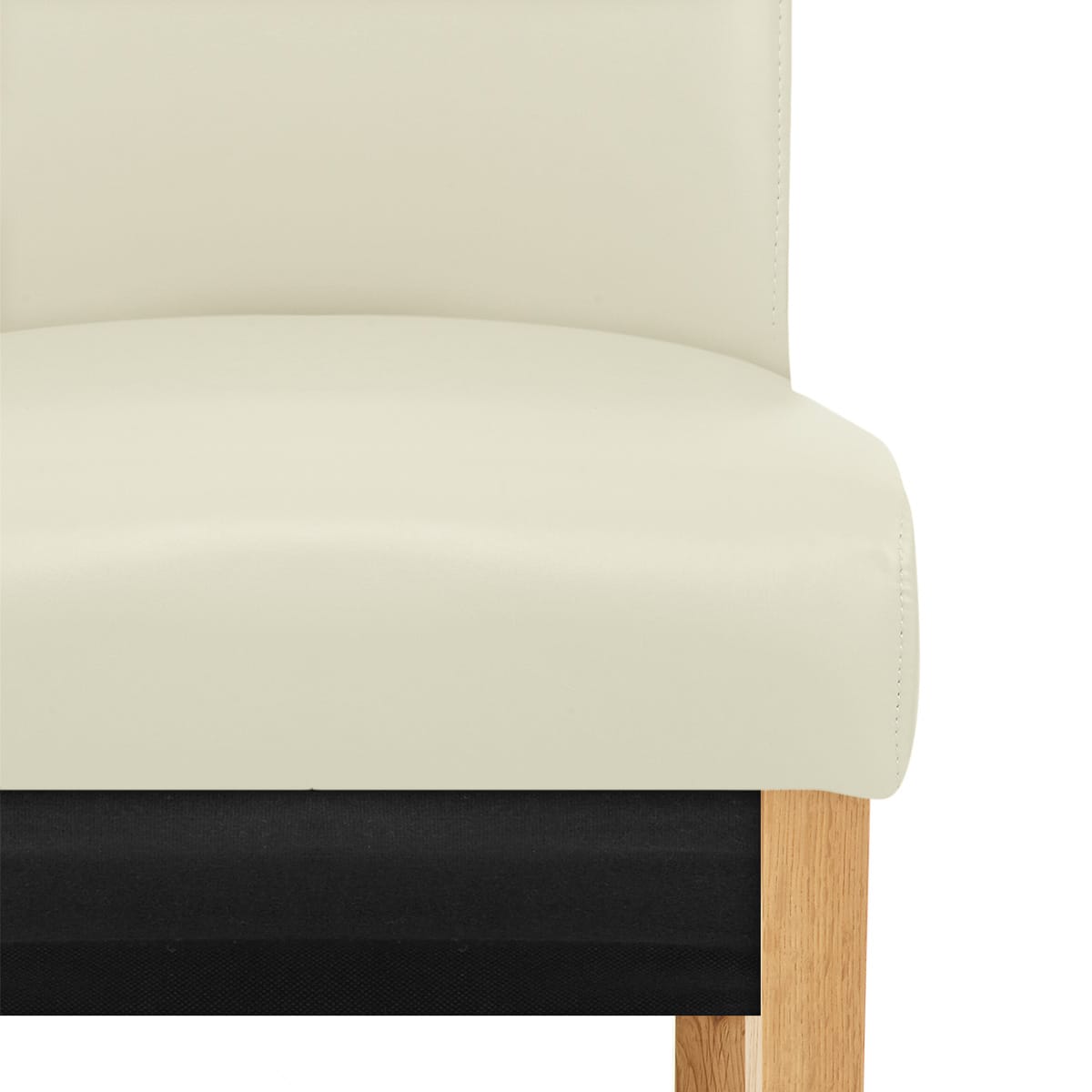 Silla Cuero Regenerado Madera - Carlo Roble Crema