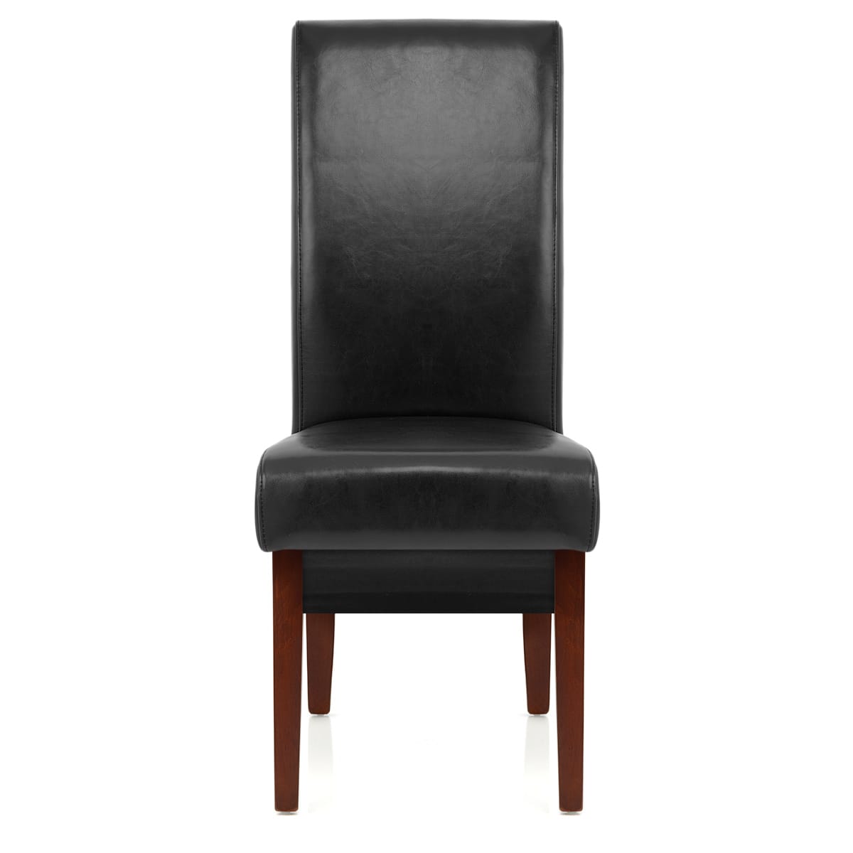 Silla Cuero Regenerado Madera - Carlo Nogal Negro