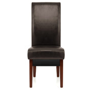Silla Cuero Regenerado Madera - Carlo Nogal Marrón