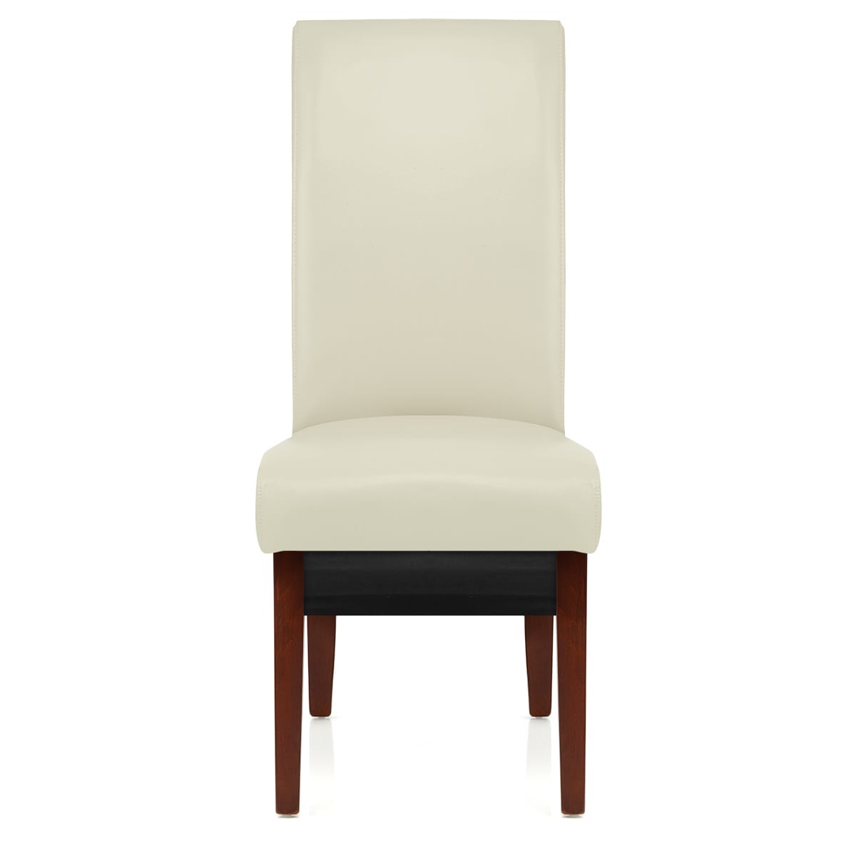 Silla Cuero Regenerado Madera - Carlo Nogal Crema