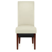Silla Cuero Regenerado Madera - Carlo Nogal Crema