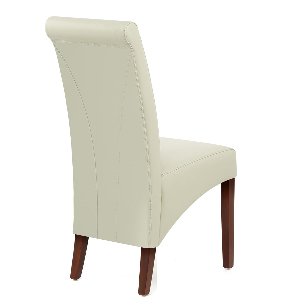 Silla Cuero Regenerado Madera - Carlo Nogal Crema