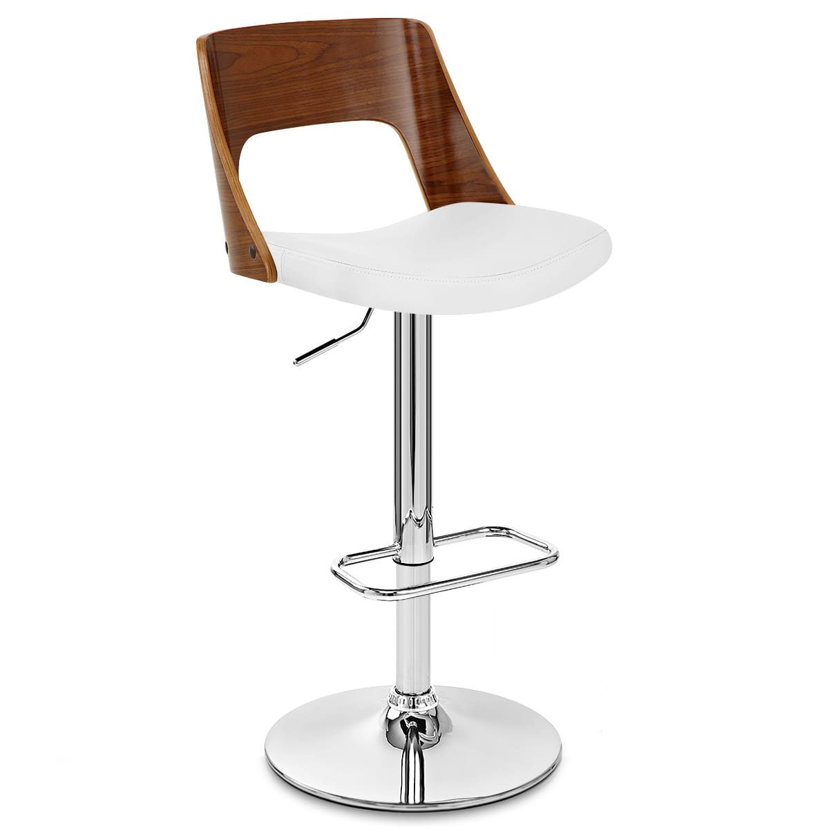Taburete Auténtico Cuero Madera - Carmen Blanco
