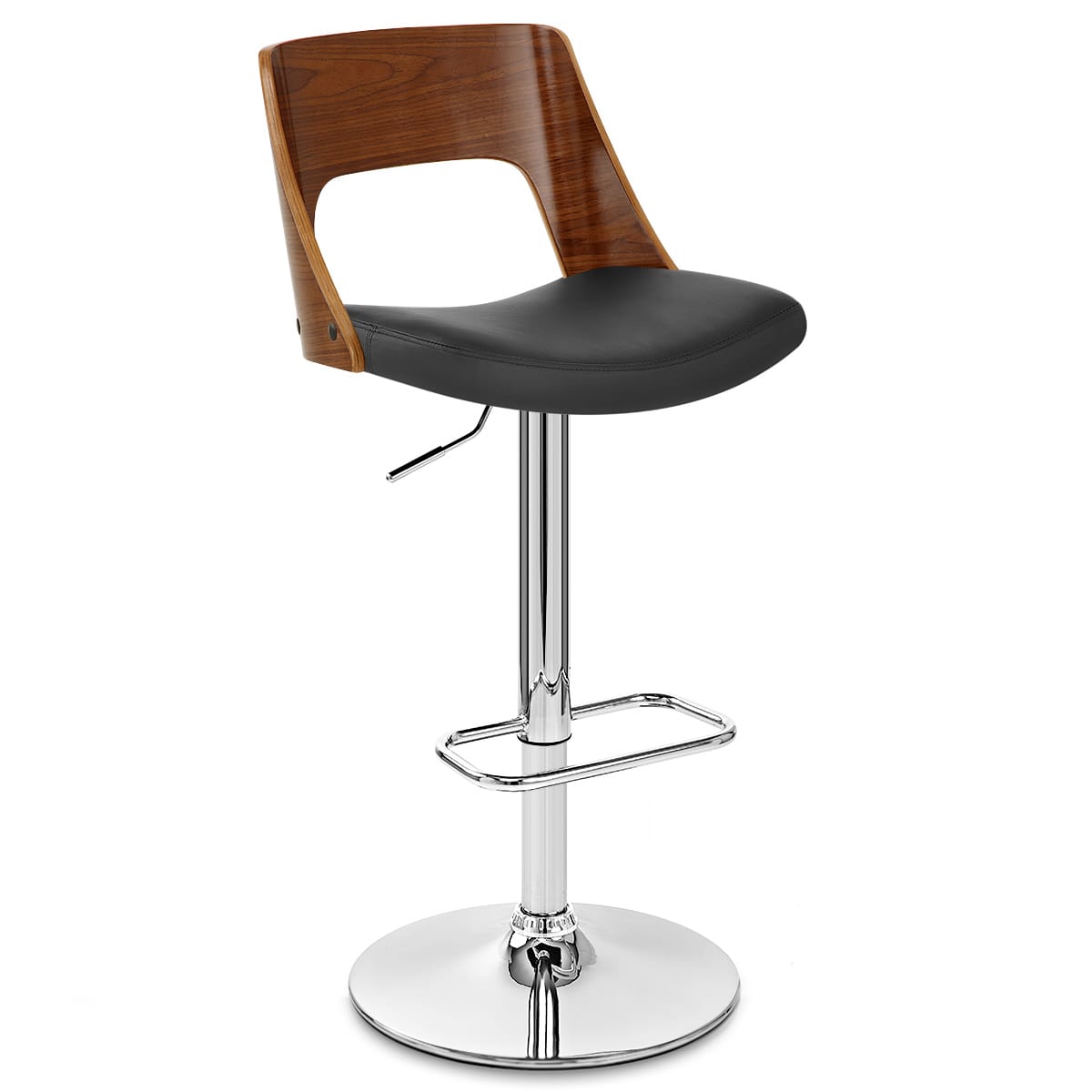 Taburete Auténtico Cuero Madera - Carmen Negro