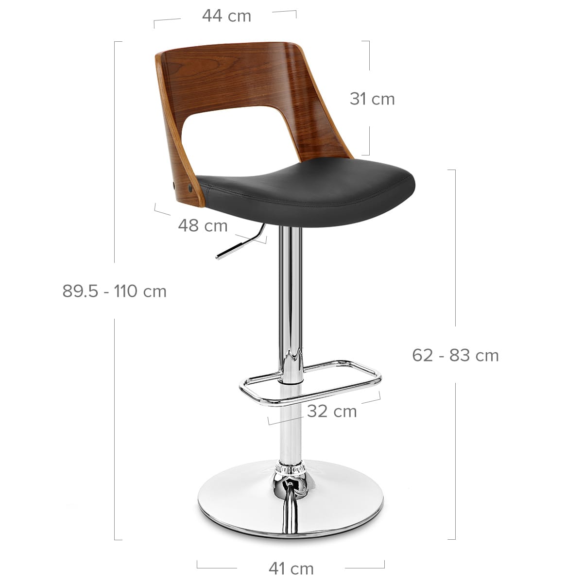 Taburete Auténtico Cuero Madera - Carmen Negro