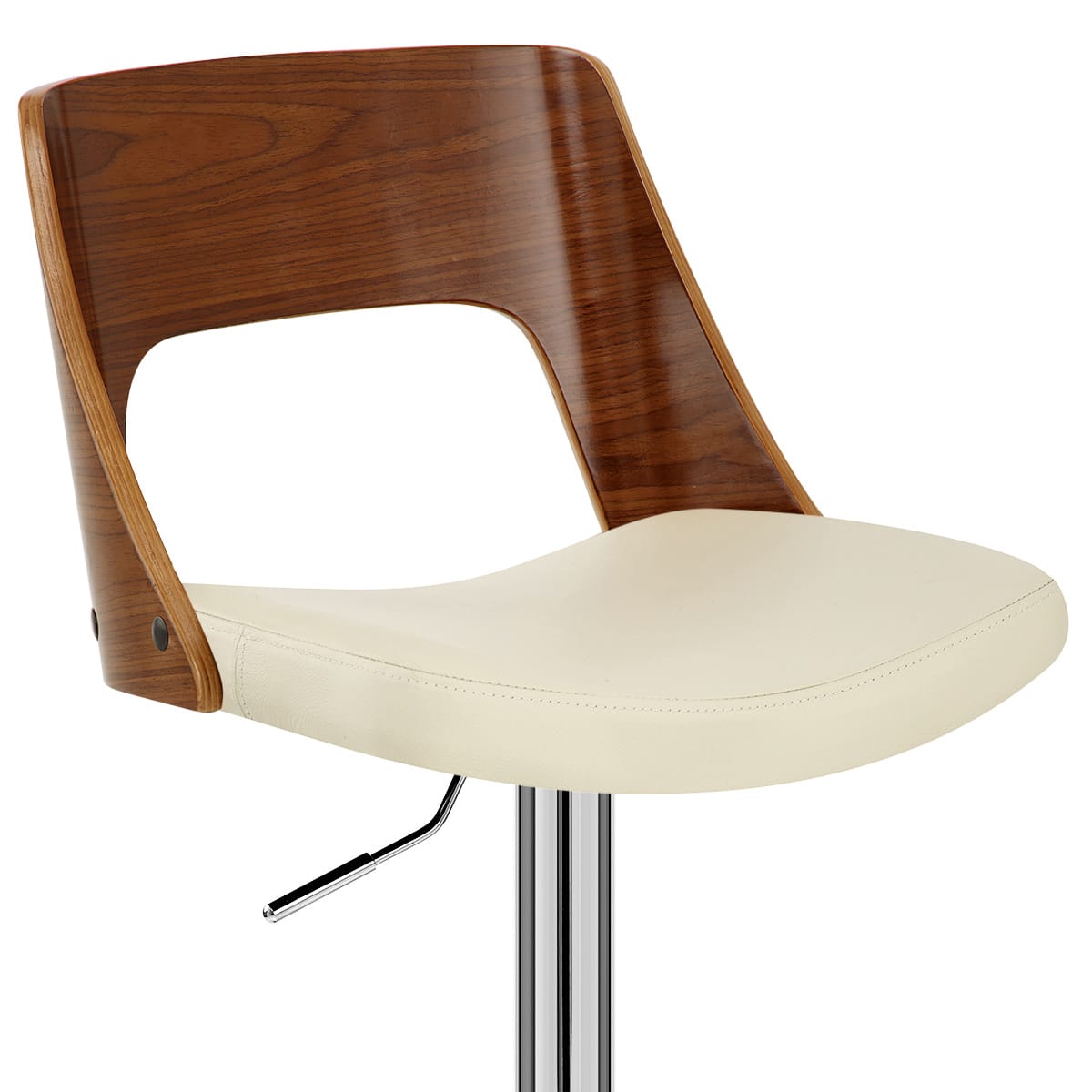 Taburete Auténtico Cuero Madera - Carmen Crema