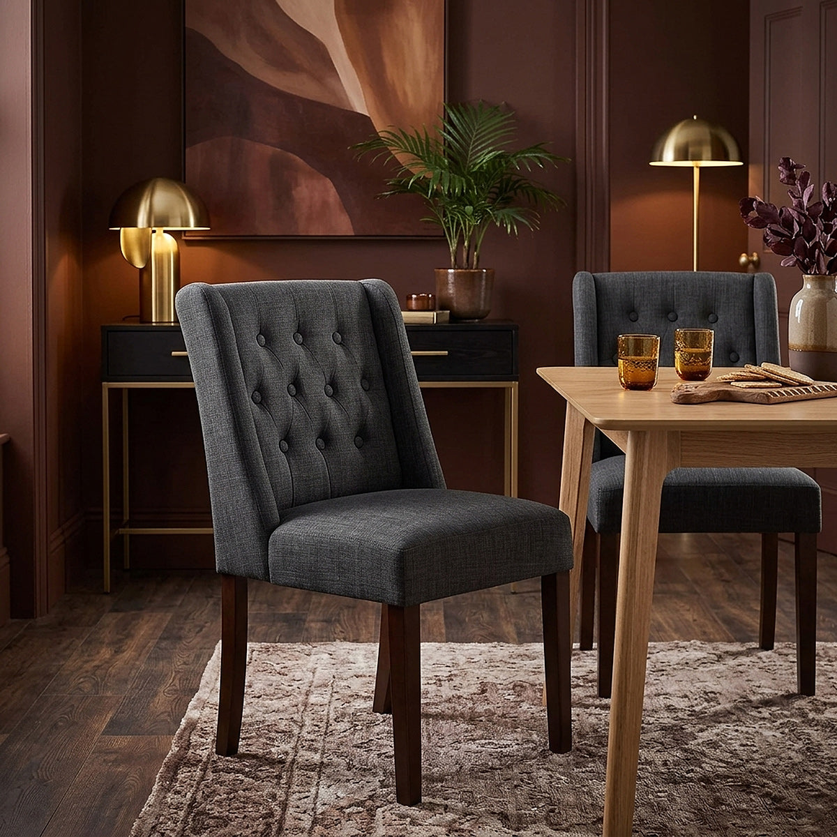 Silla Tela Nogal - Chatsworth Gris