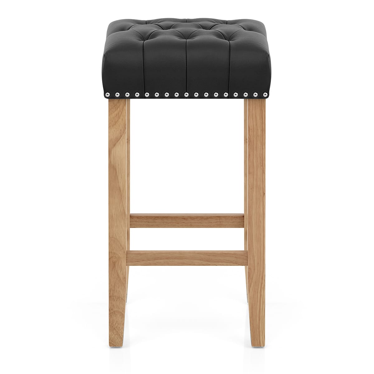 Banqueta Cuero Regenerado Madera - Chelsea Negro
