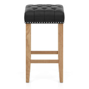 Banqueta Cuero Regenerado Madera - Chelsea Negro