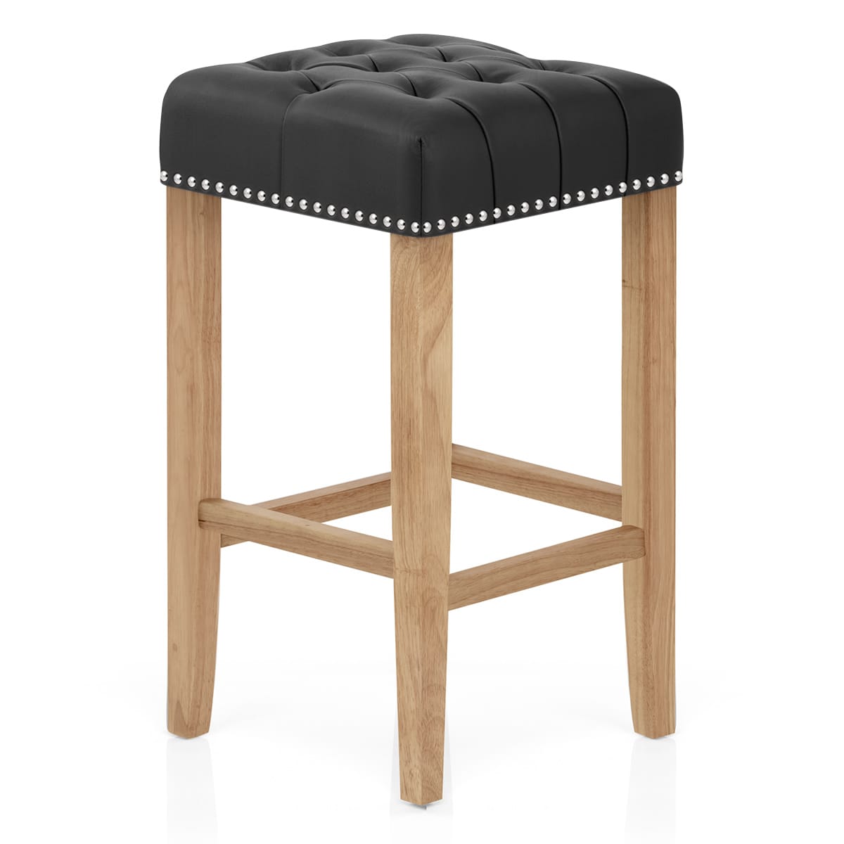 Banqueta Cuero Regenerado Madera - Chelsea Negro