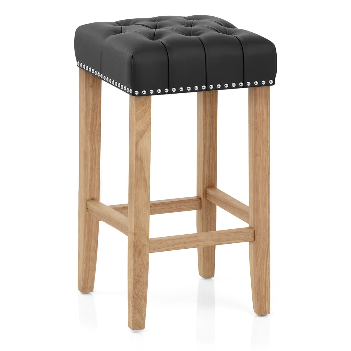 Banqueta Cuero Regenerado Madera - Chelsea Negro