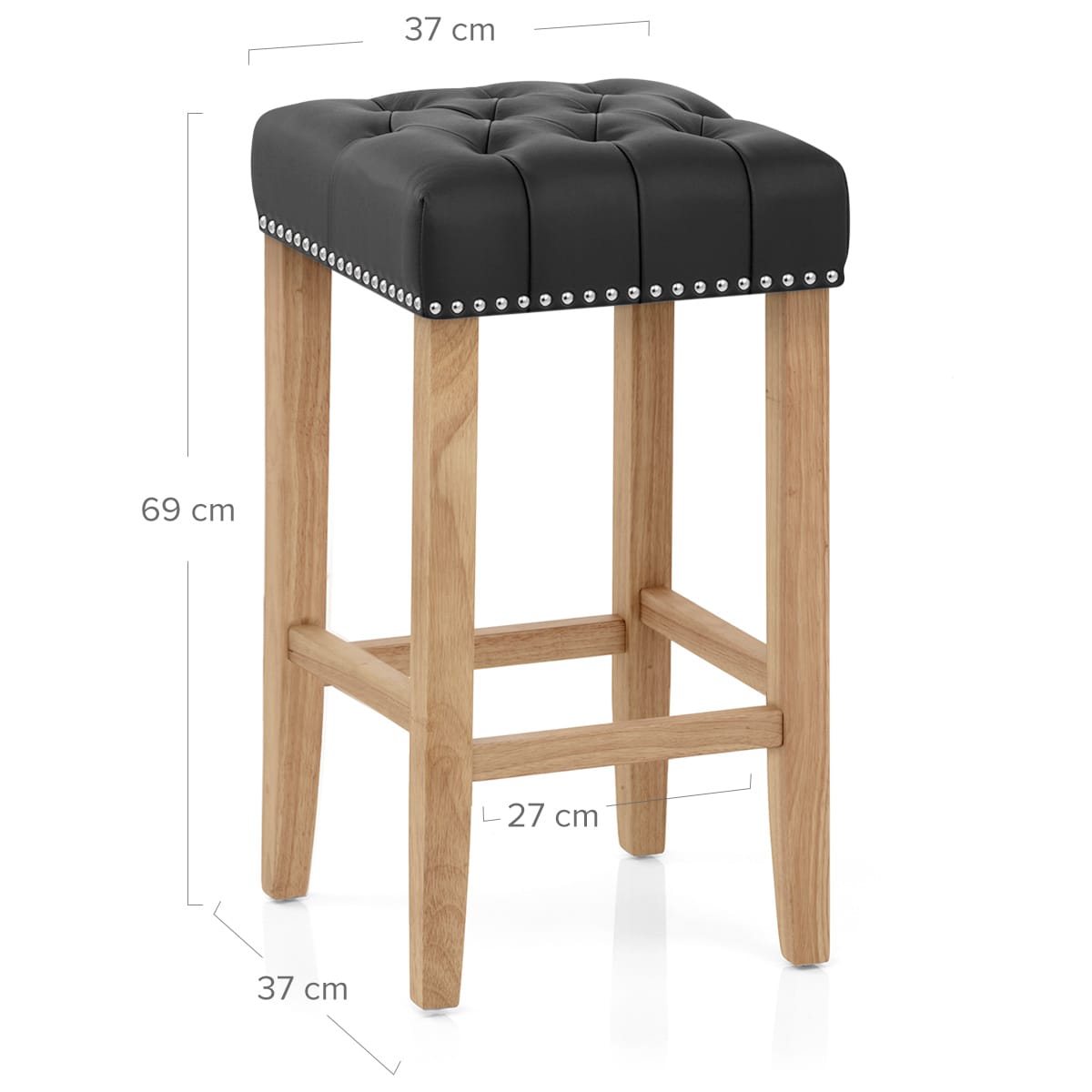 Banqueta Cuero Regenerado Madera - Chelsea Negro