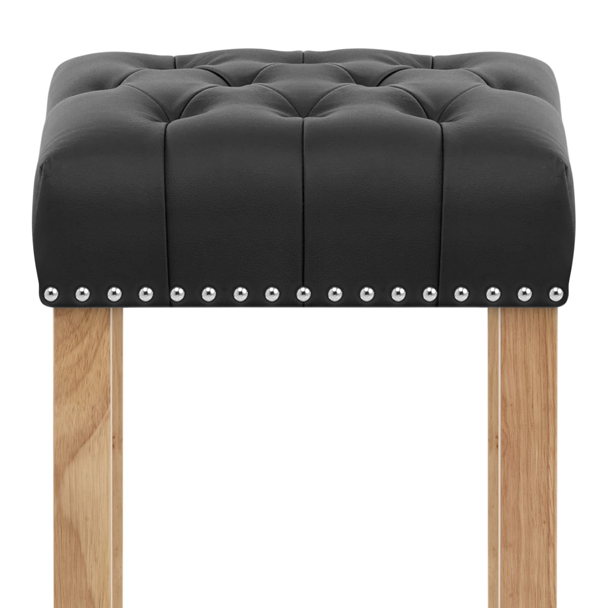 Banqueta Cuero Regenerado Madera - Chelsea Negro