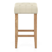Banqueta Cuero Regenerado Madera - Chelsea Crema
