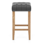 Banqueta Cuero Regenerado Madera - Chelsea Gris