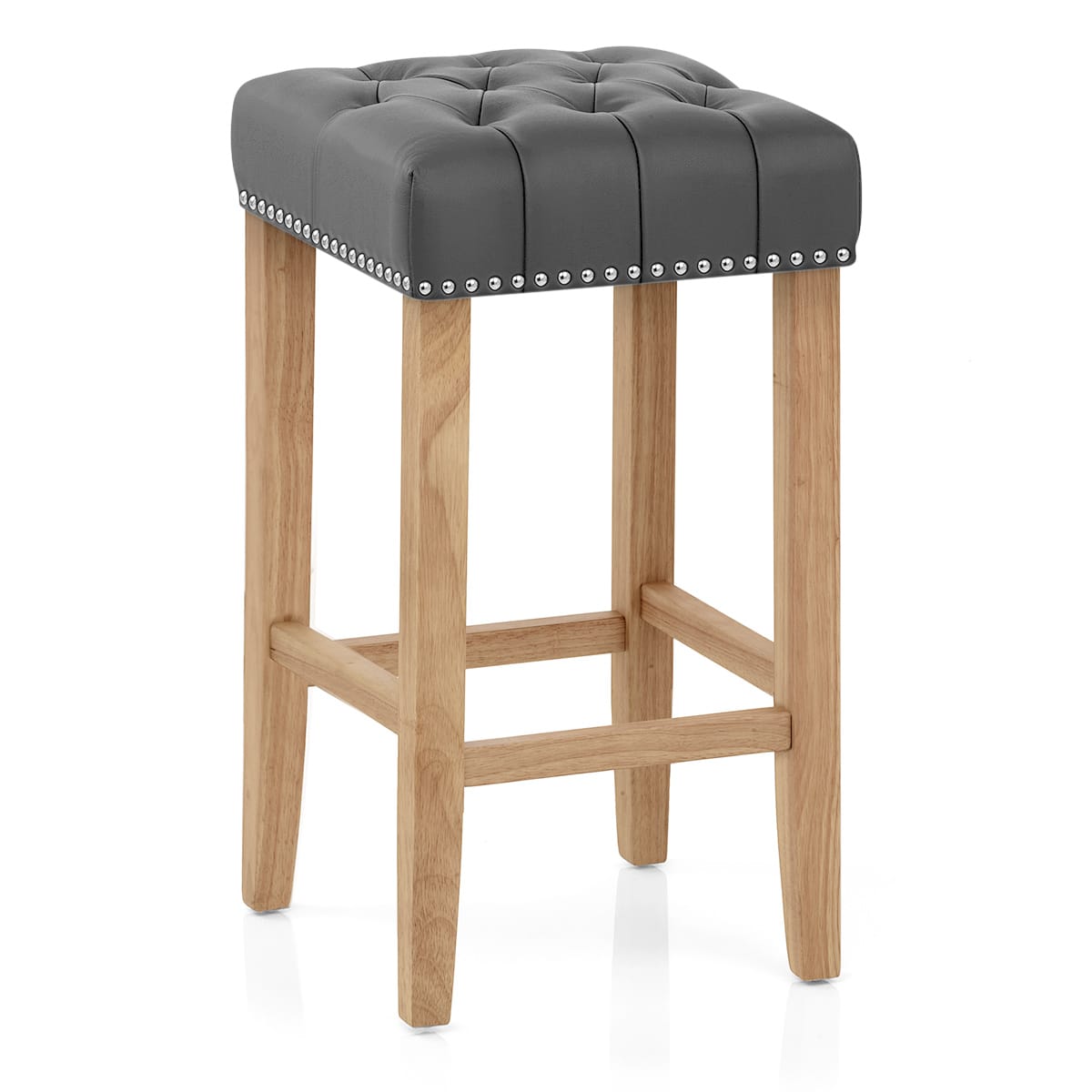 Banqueta Cuero Regenerado Madera - Chelsea Gris