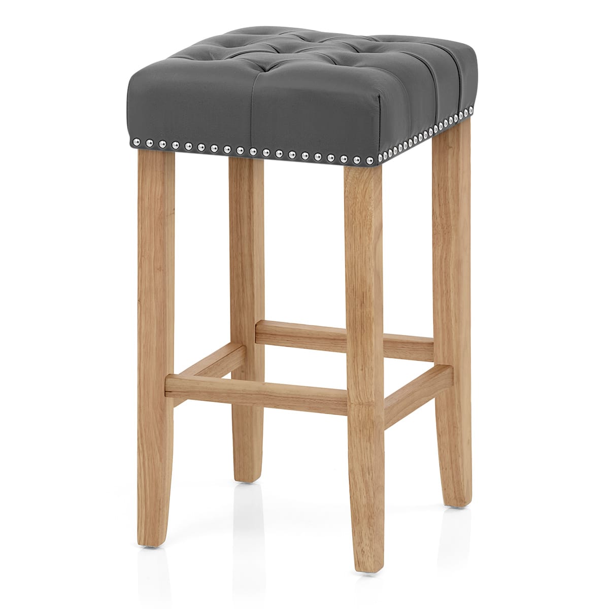 Banqueta Cuero Regenerado Madera - Chelsea Gris
