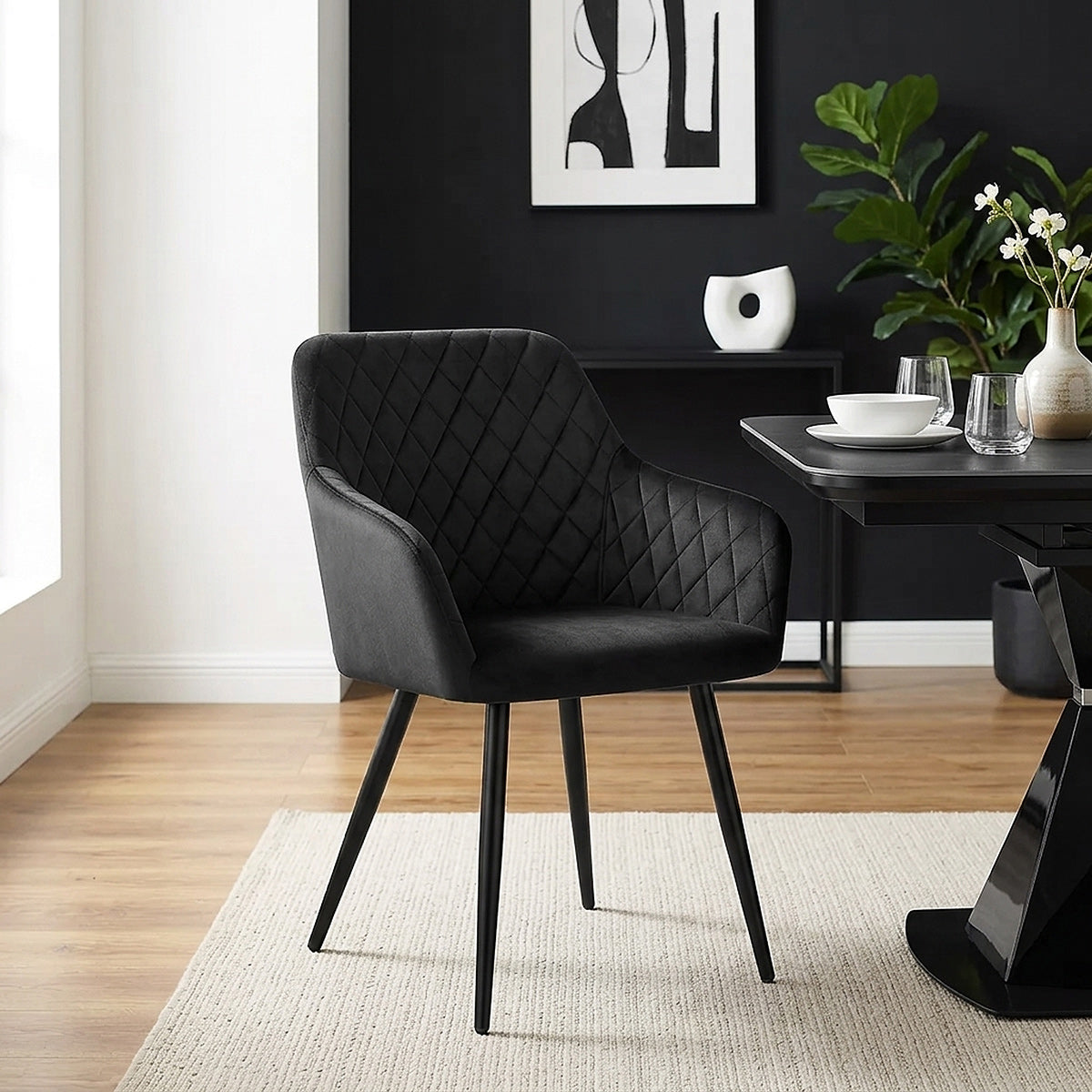 Silla Comedor Terciopelo - Chevy Negro