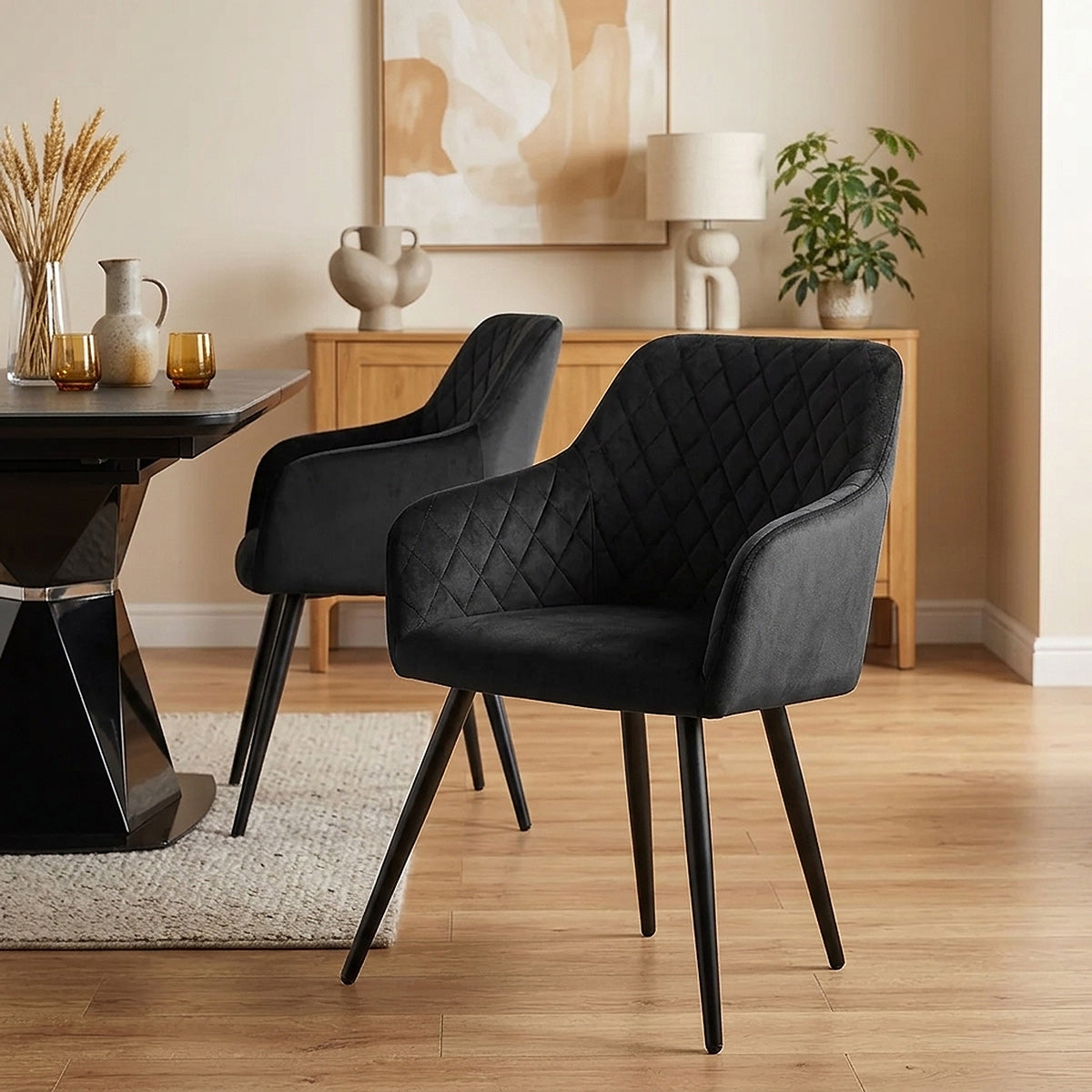 Silla Comedor Terciopelo - Chevy Negro