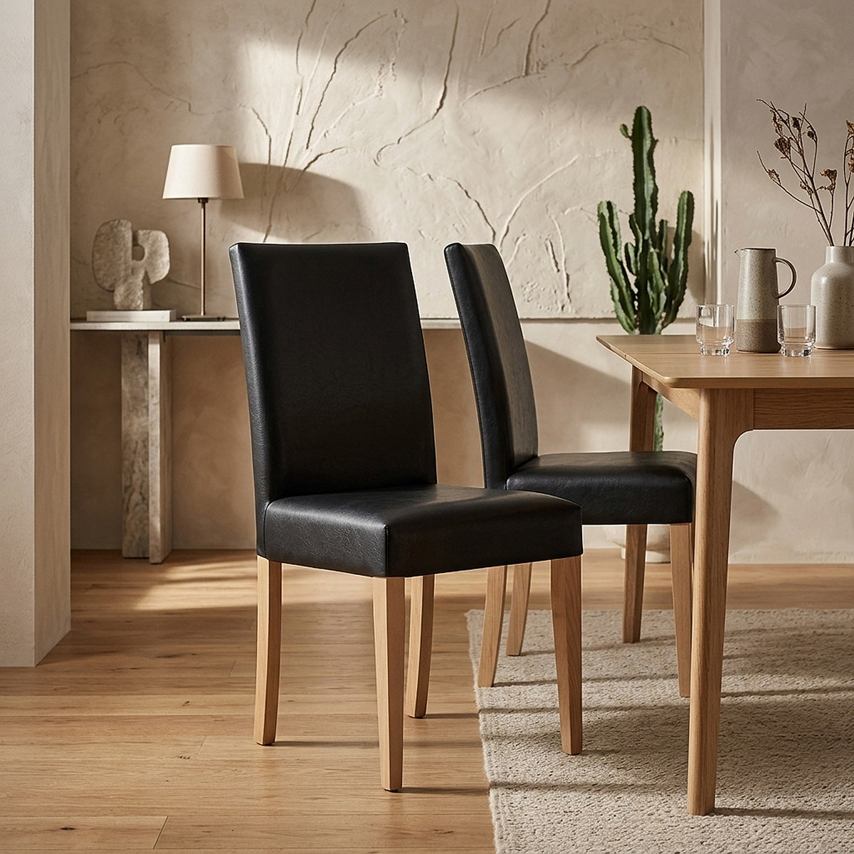 Silla Cuero Regenerado Madera - Chicago Roble Negro