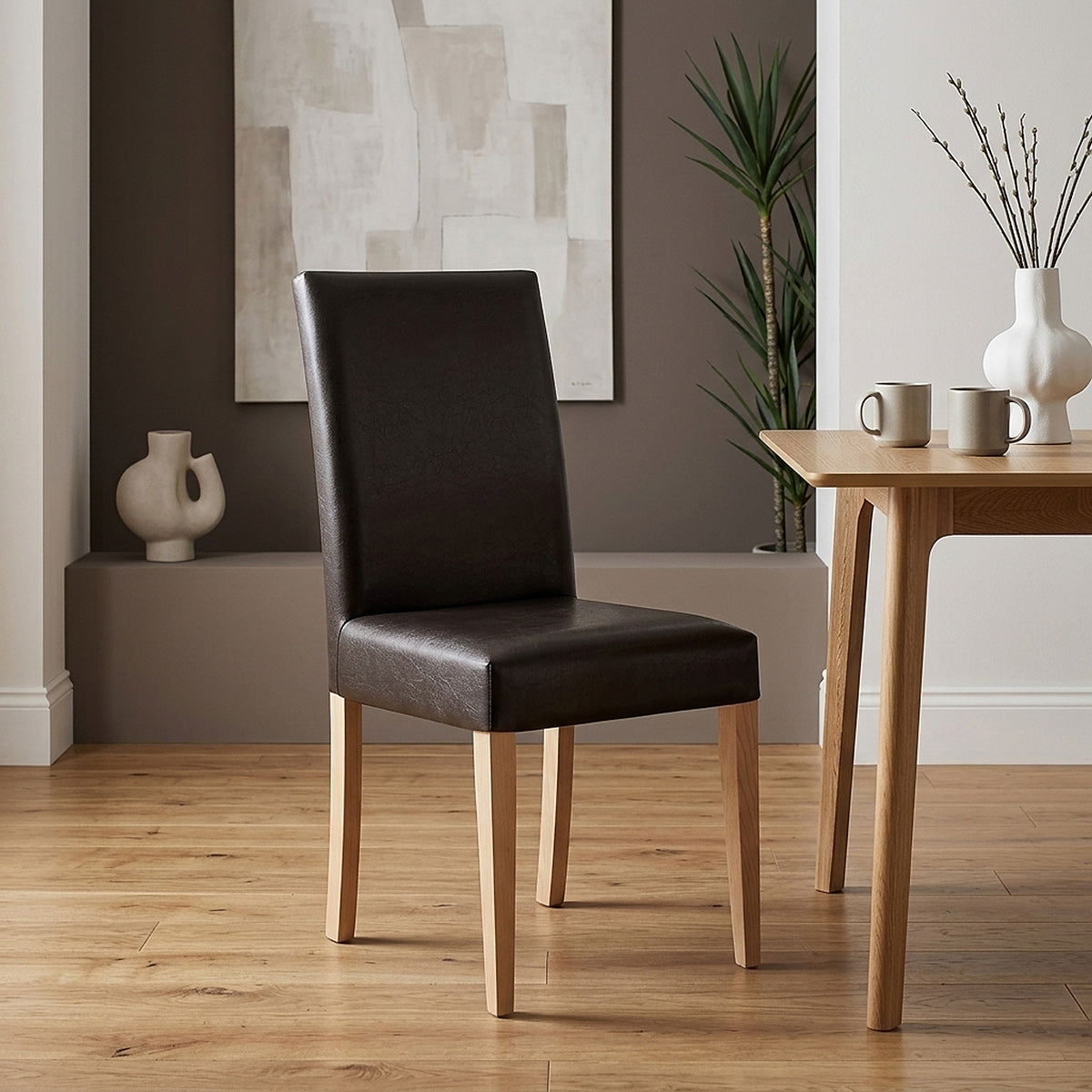 Silla Cuero Regenerado Madera - Chicago Roble Marrón