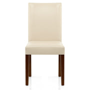 Silla Cuero Regenerado Madera - Chicago Nogal Crema