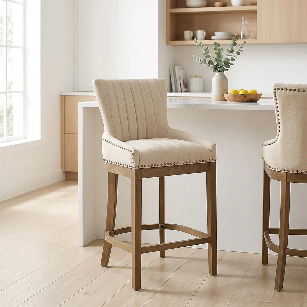 Taburete Polipiel Madera - Chiltern Crema