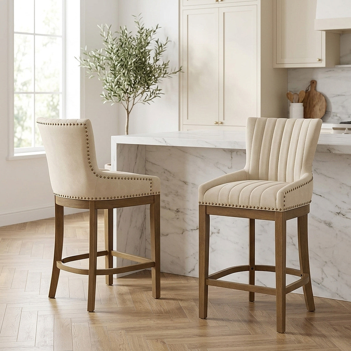 Taburete Polipiel Madera - Chiltern Crema