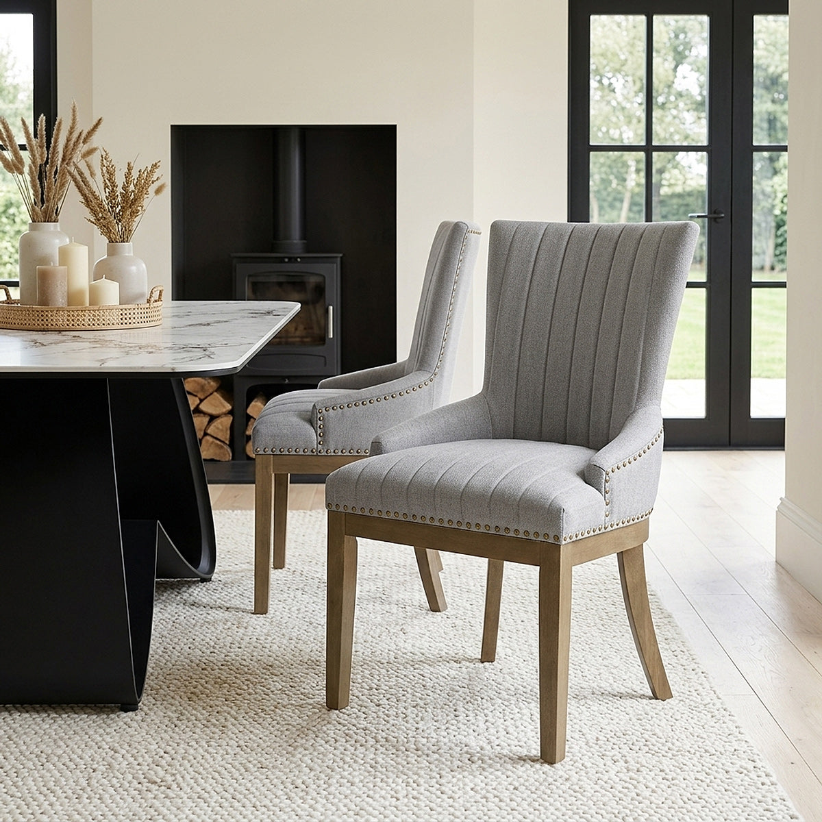 Silla Tela Roble - Chiltern Gris