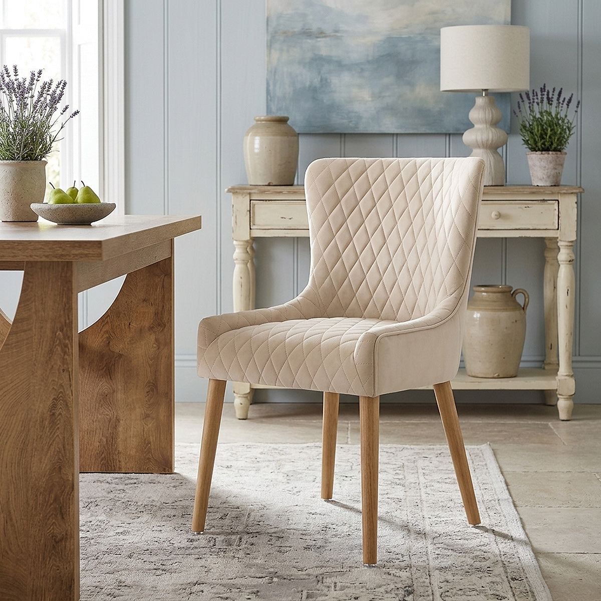 Silla Terciopelo Madera - City Crema