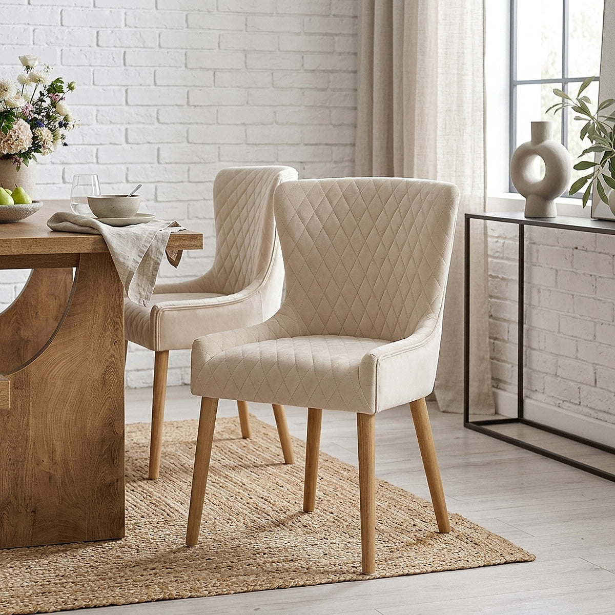 Silla Terciopelo Madera - City Crema