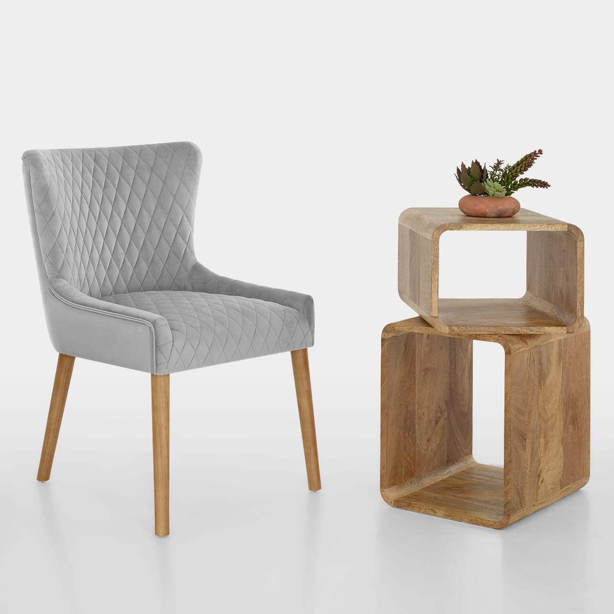 Silla Terciopelo Madera - City Gris