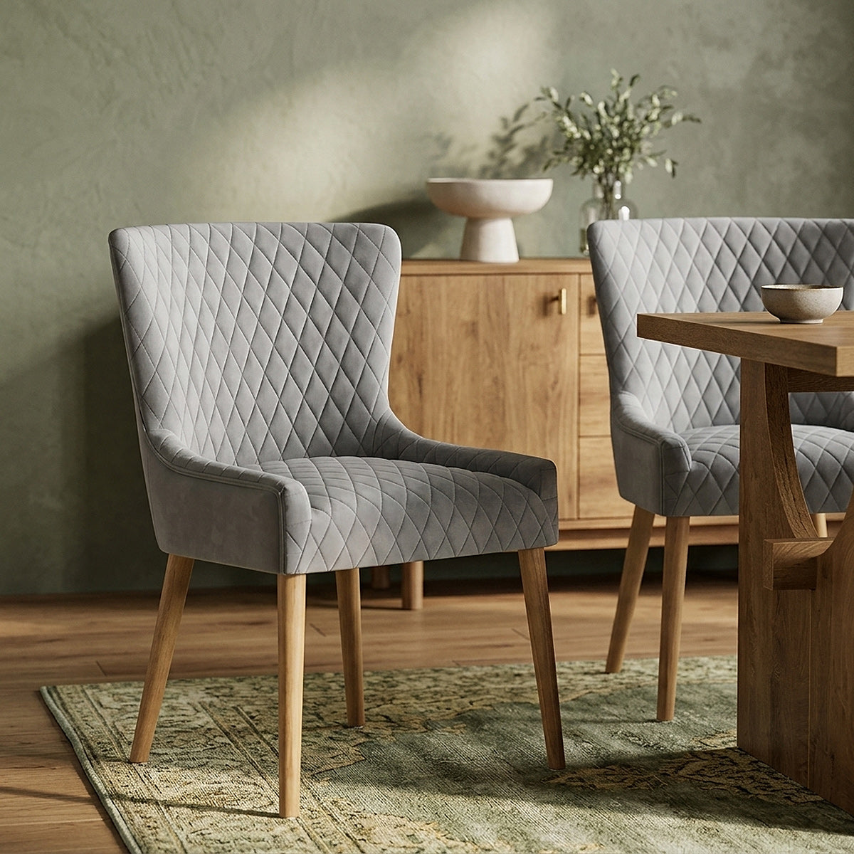 Silla Terciopelo Madera - City Gris