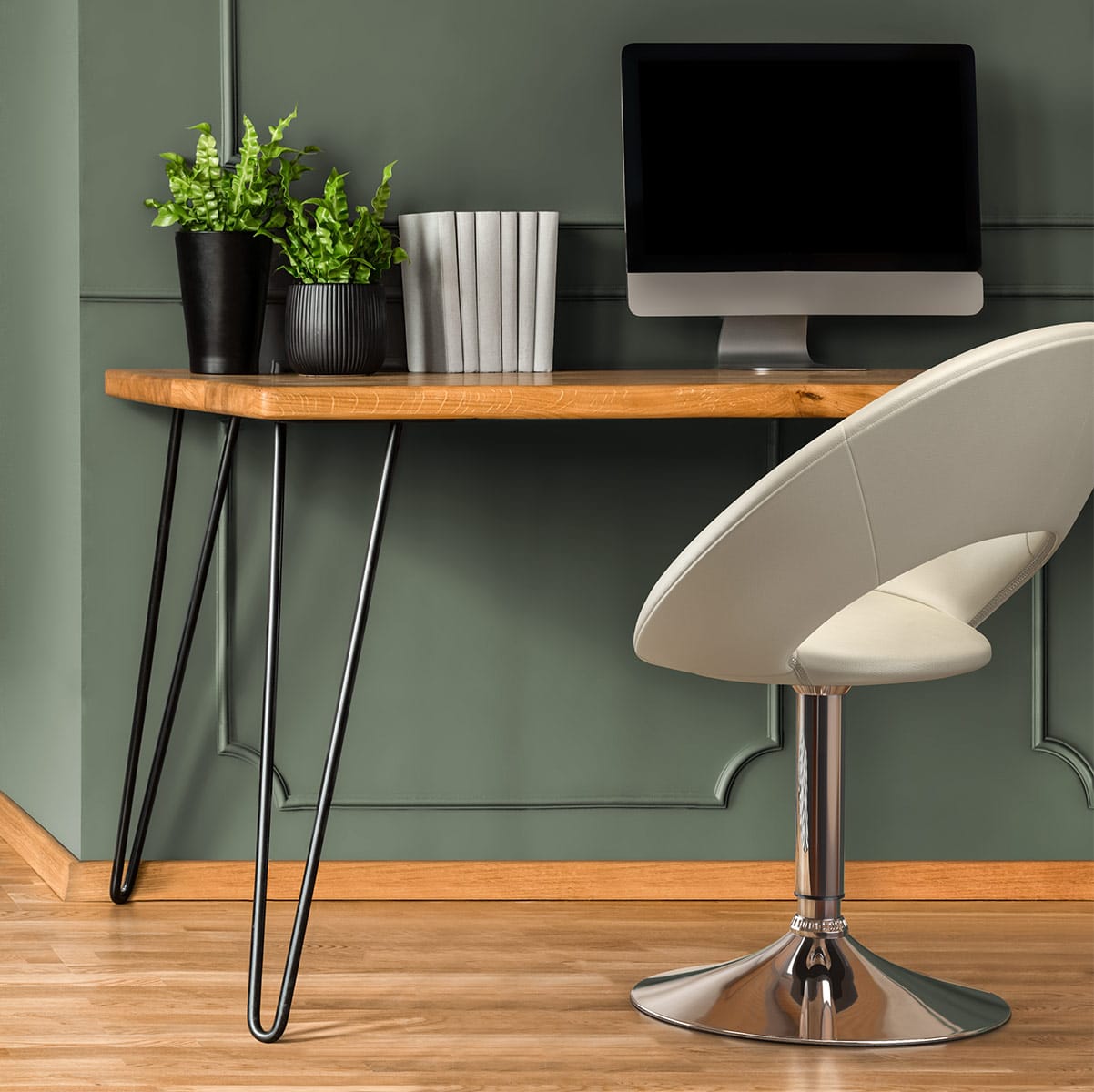 Silla Polipiel Cromo - Clementina Crema