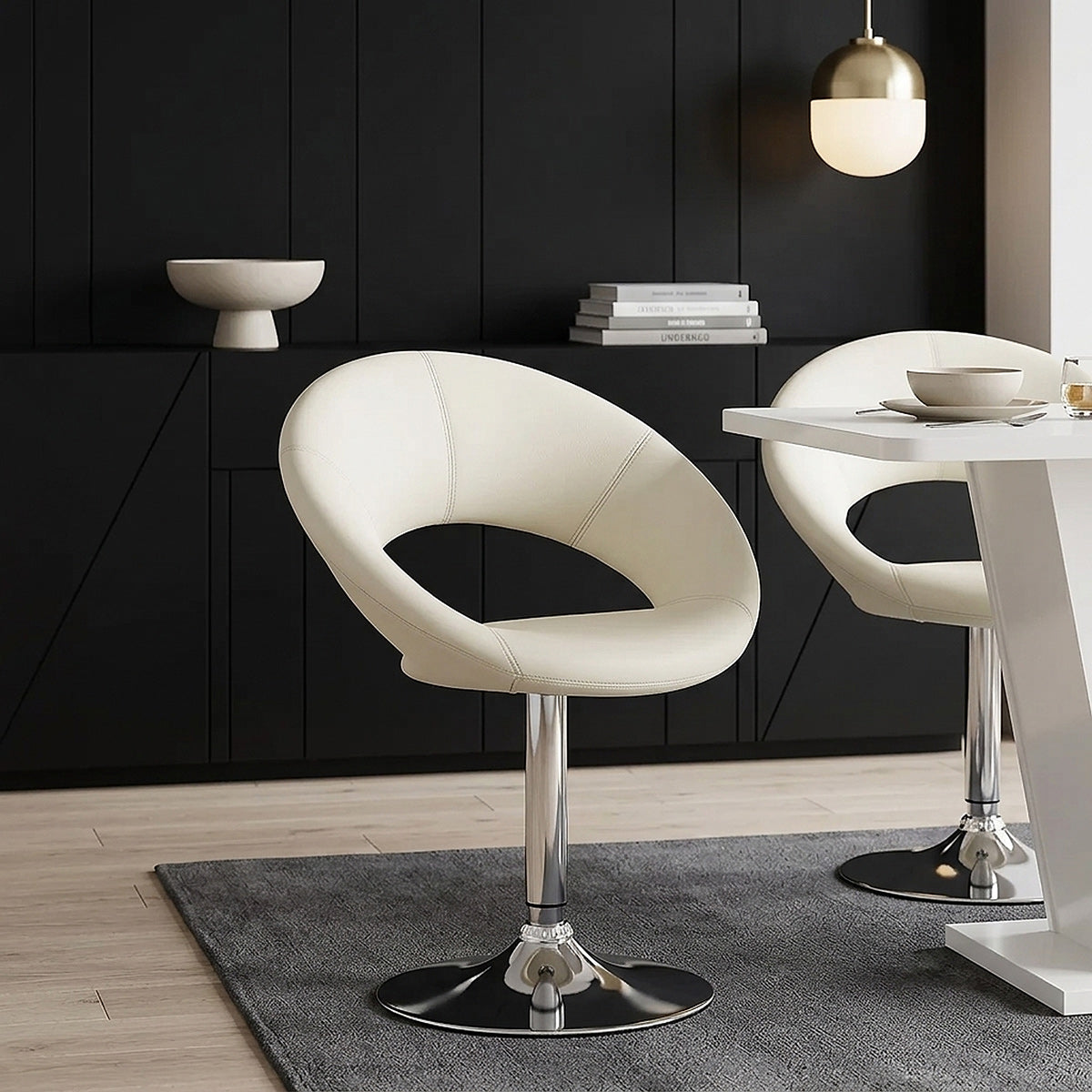 Silla Polipiel Cromo - Clementina Crema