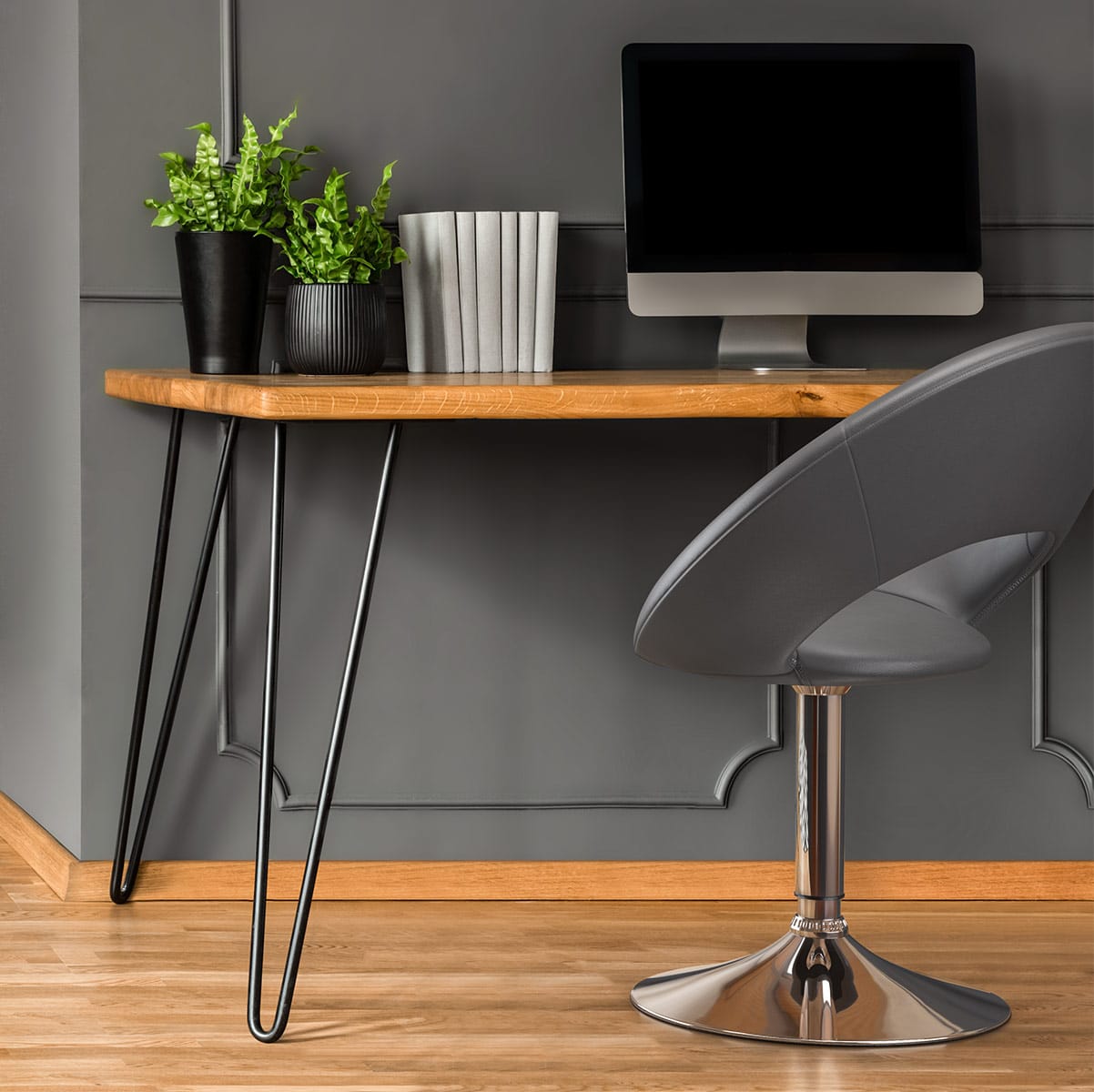 Silla Polipiel Cromo - Clementina Gris