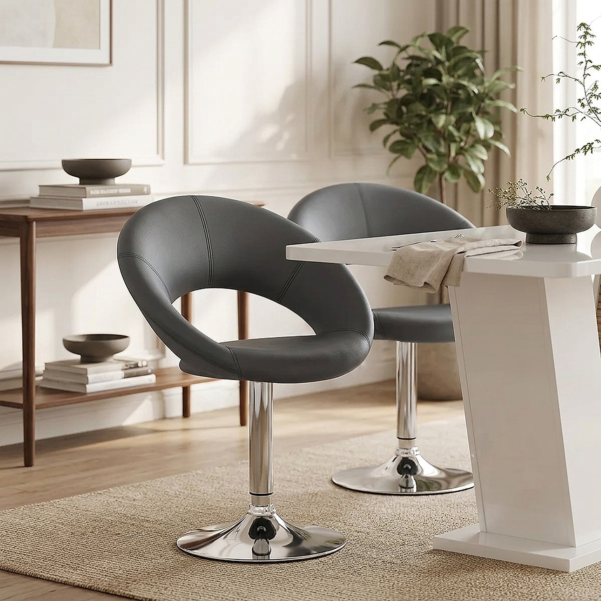Silla Polipiel Cromo - Clementina Gris