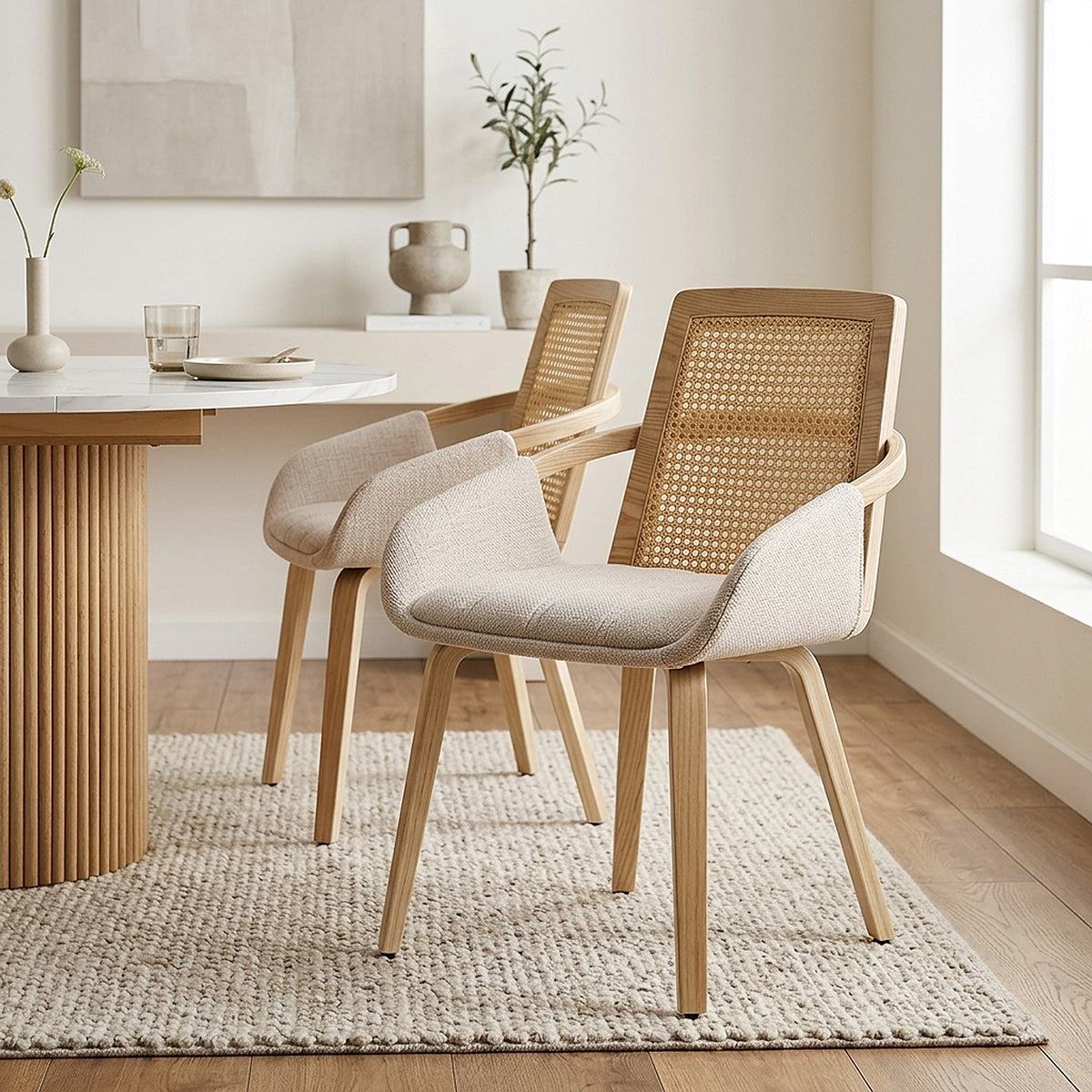 Silla Tela Madera - Cleveland Crema