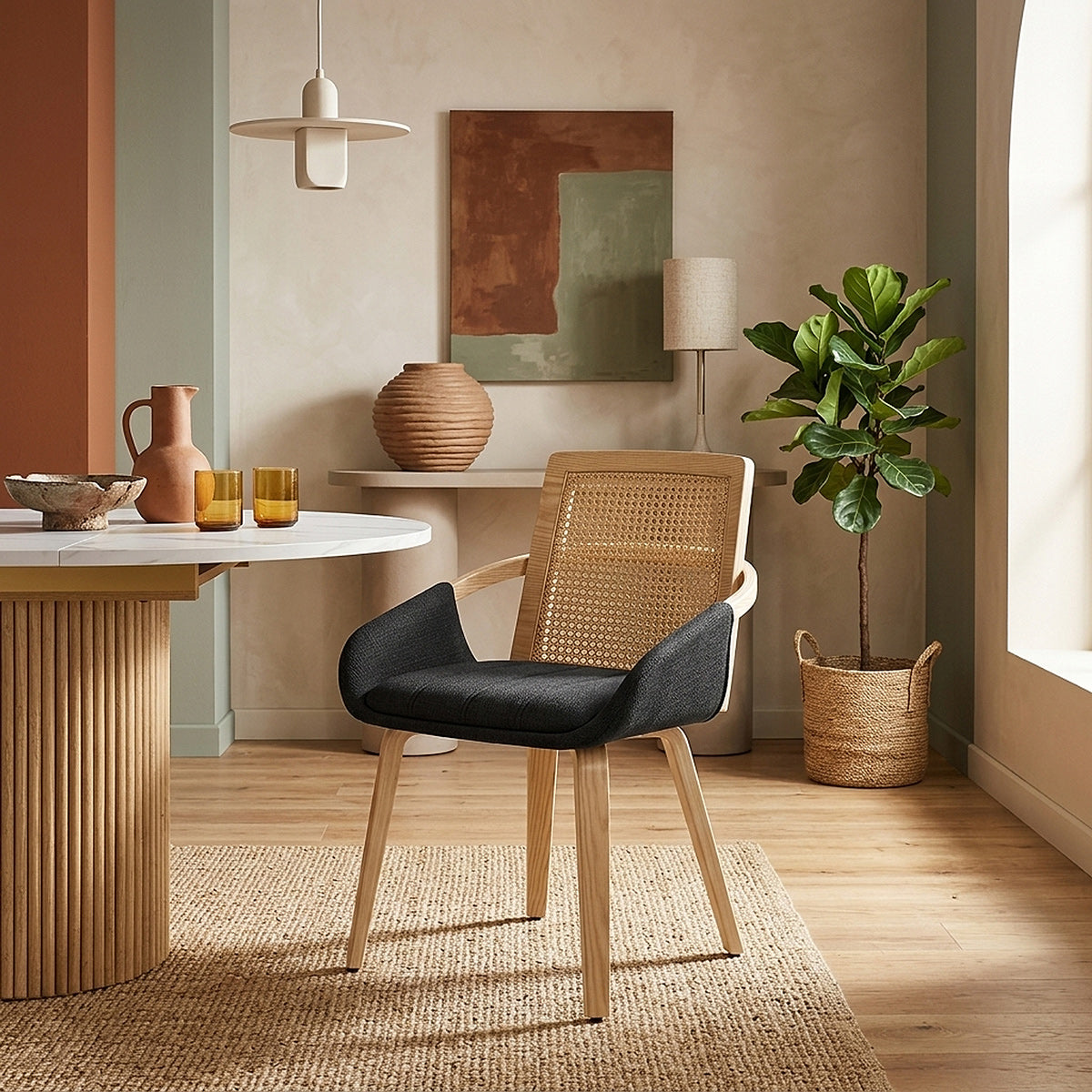 Silla Tela Madera - Cleveland Negro