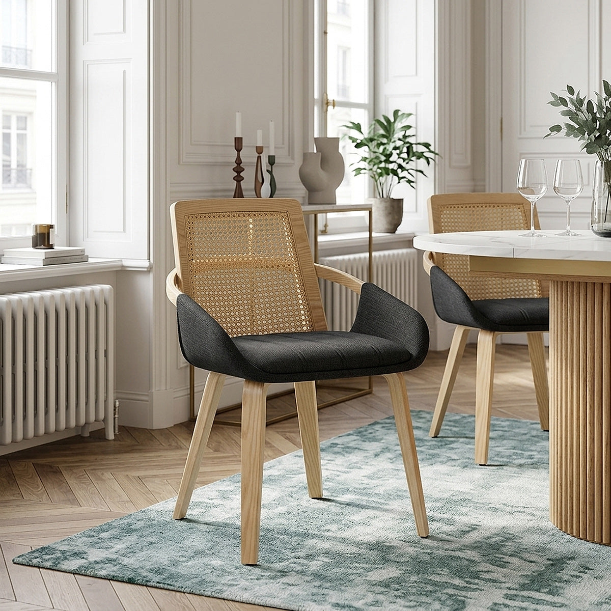 Silla Tela Madera - Cleveland Negro