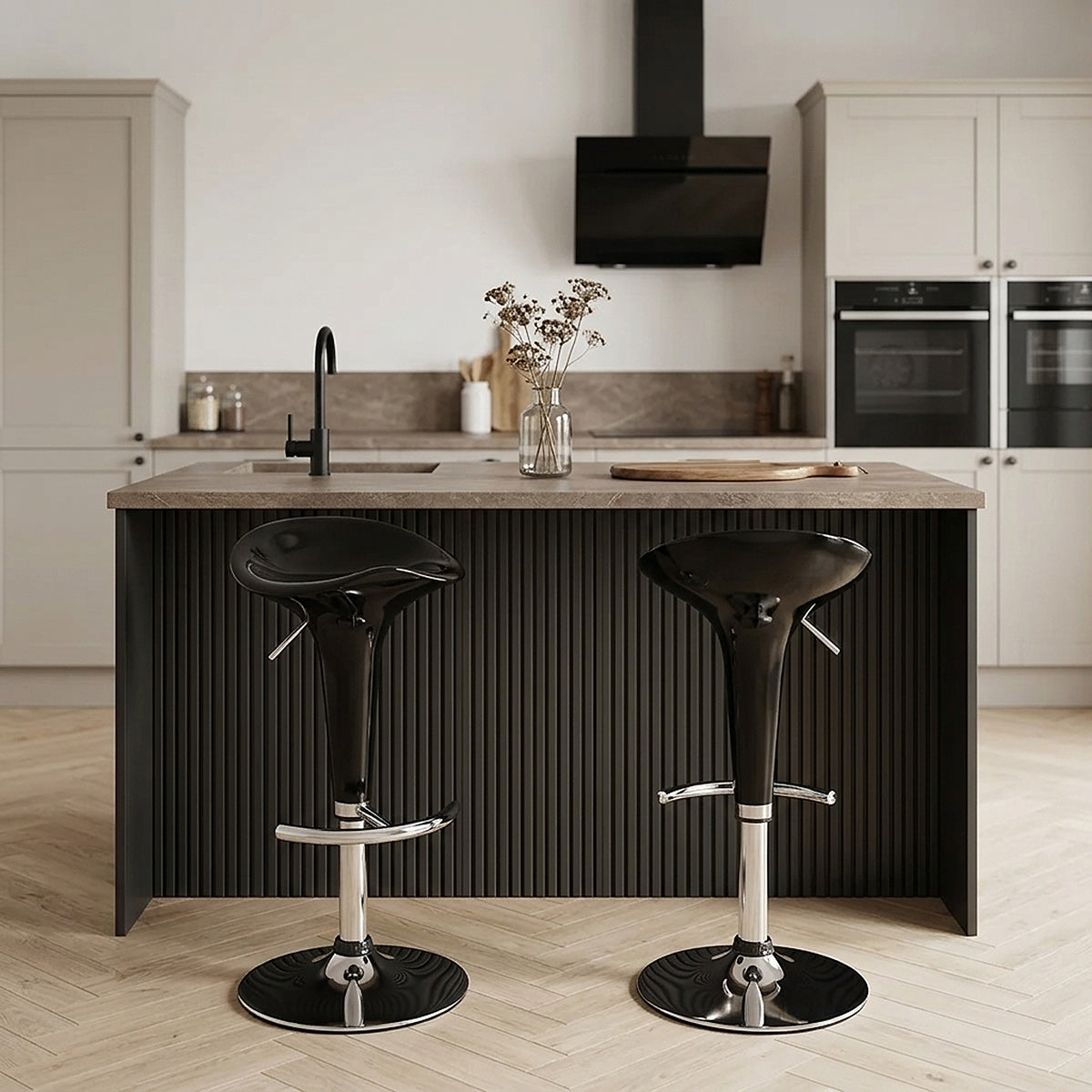 Taburete Plástico Cromo - Gloss Coco Negro