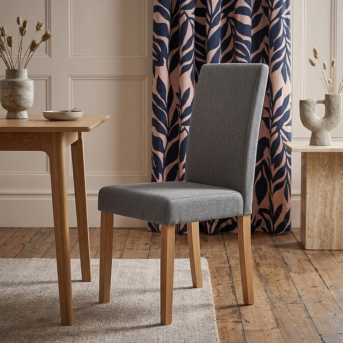 Silla Tela Madera - Columbus Gris