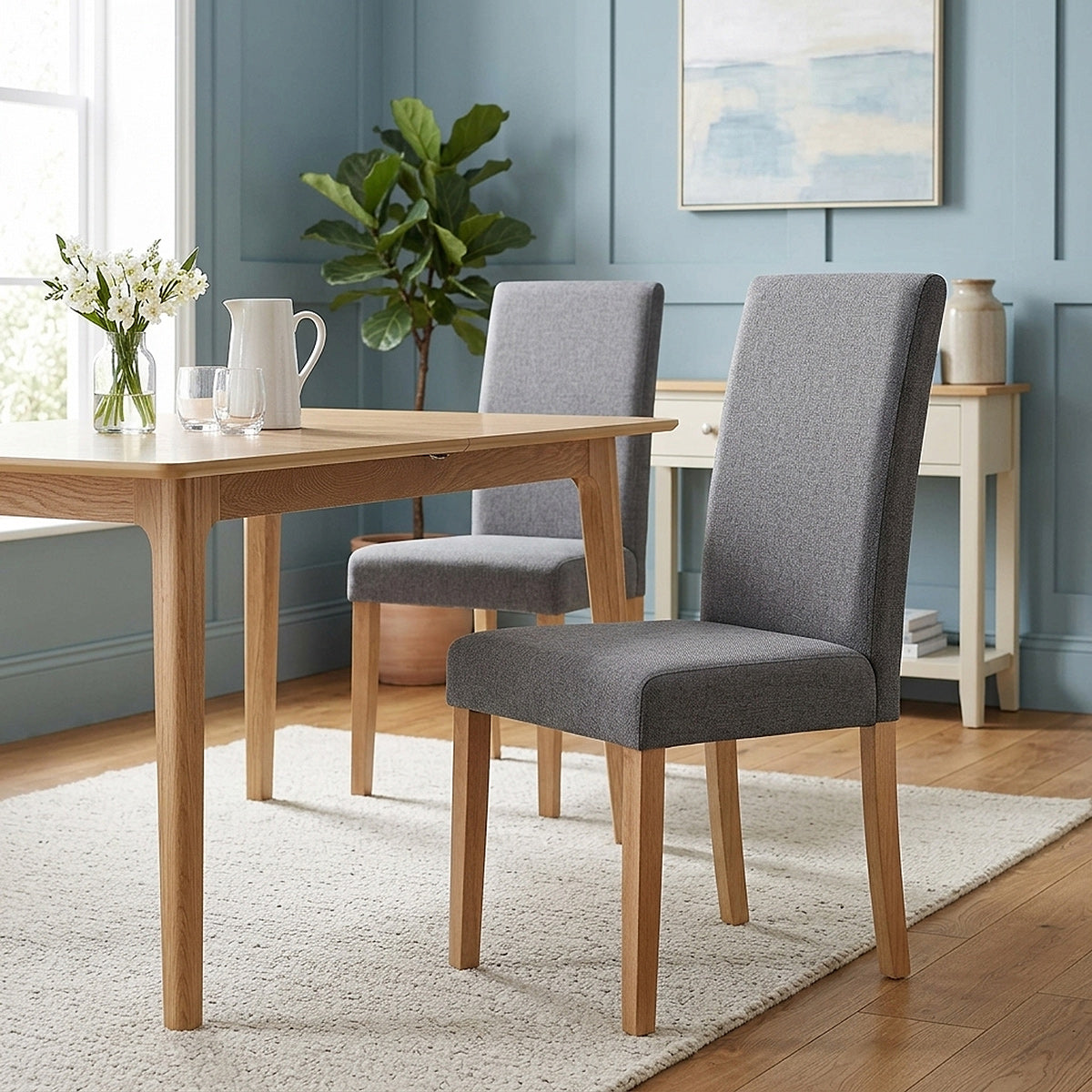 Silla Tela Madera - Columbus Gris