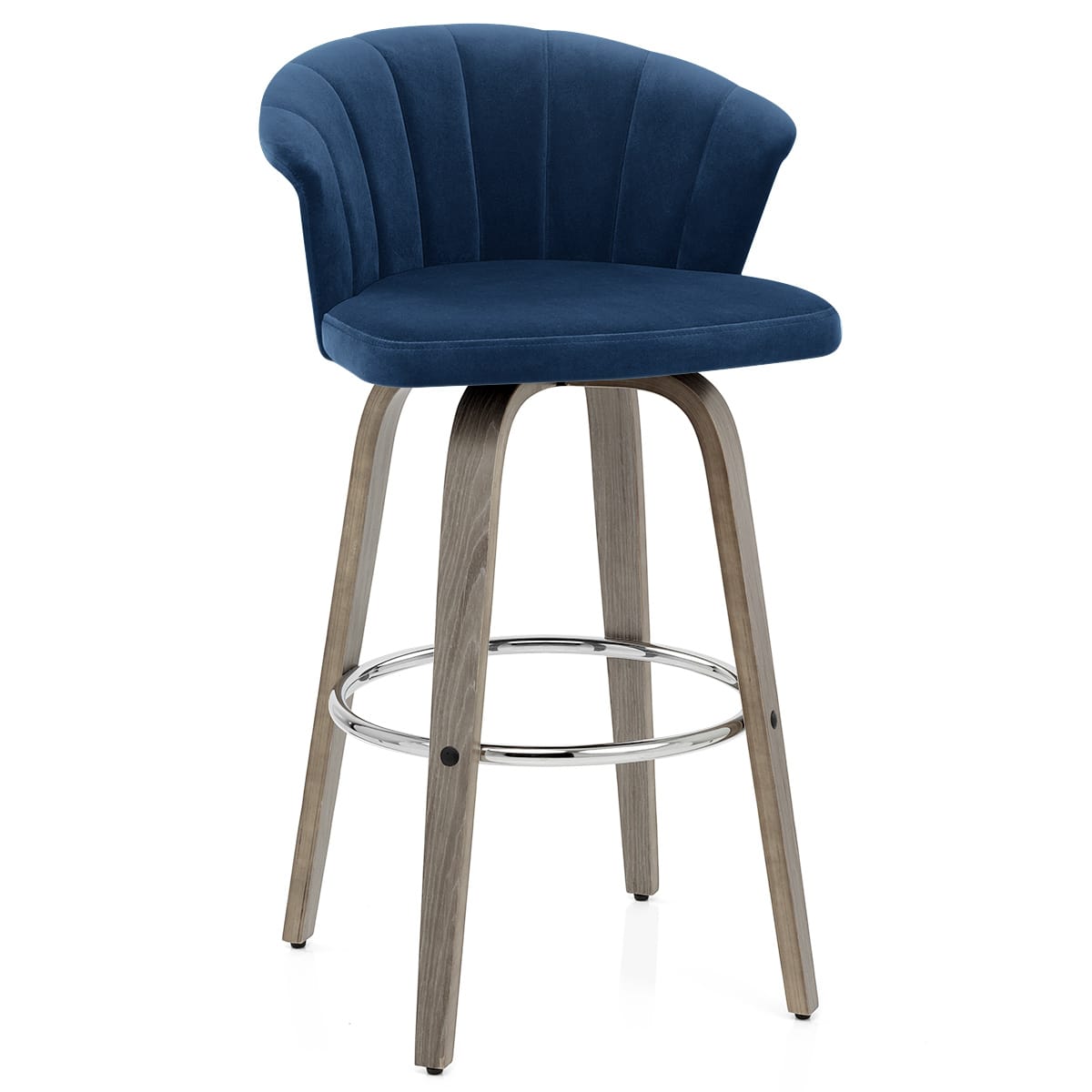 Taburete Terciopelo Madera - Concerto Azul