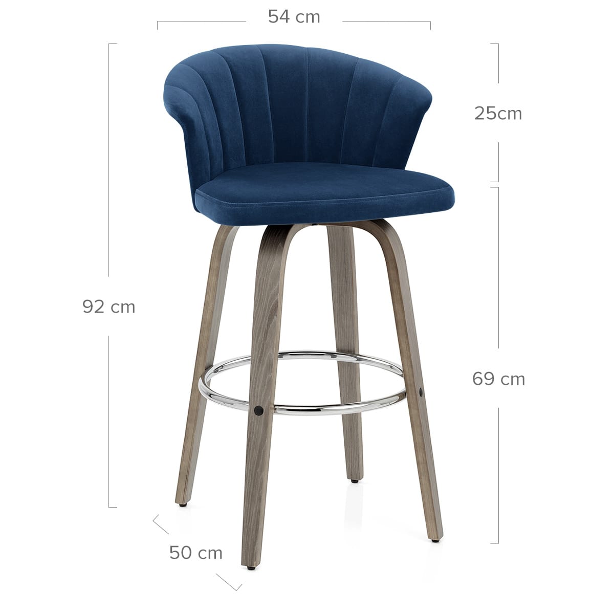 Taburete Terciopelo Madera - Concerto Azul